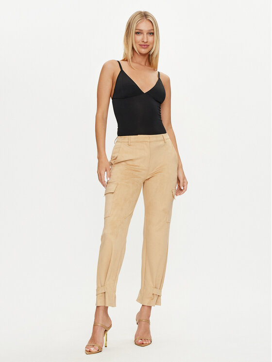 Guess Guess Riidest püksid New Marzia W4YB08 WE0L0 Beež Relaxed Fit