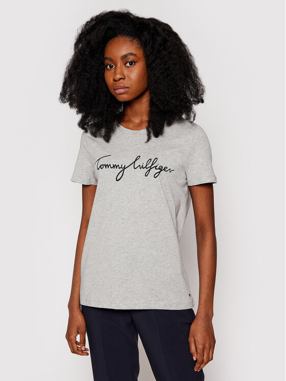 Tommy Hilfiger Tommy Hilfiger Póló Heritage Graphic WW0WW24967 Szürke Regular Fit