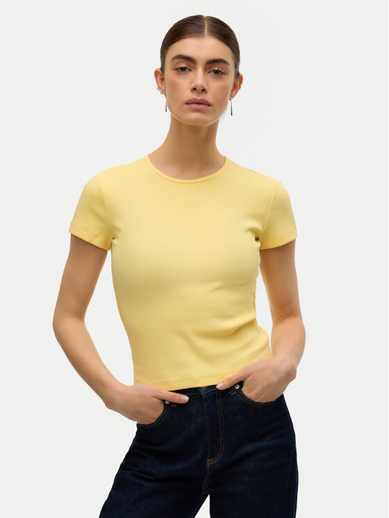 Vero Moda Vero Moda Marškinėliai Chloe 10306894 Šviesiai geltona Tight Fit