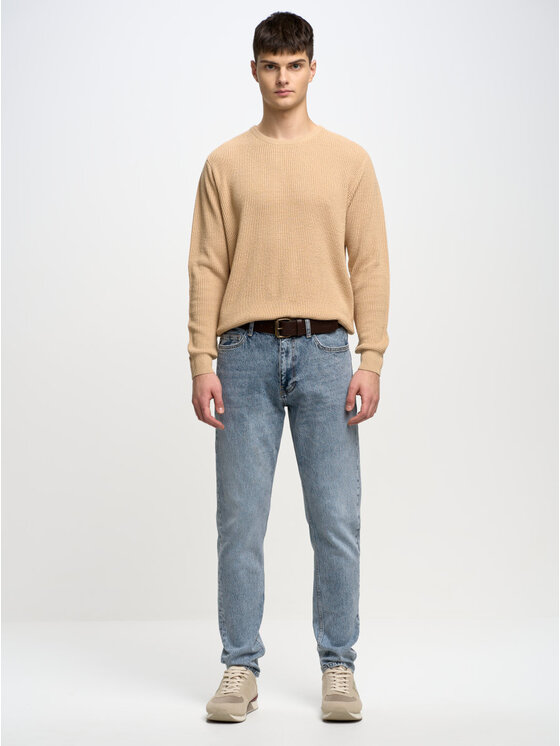 BIG STAR BIG STAR Sweter STANSON_801_160 Beżowy Basic Fit
