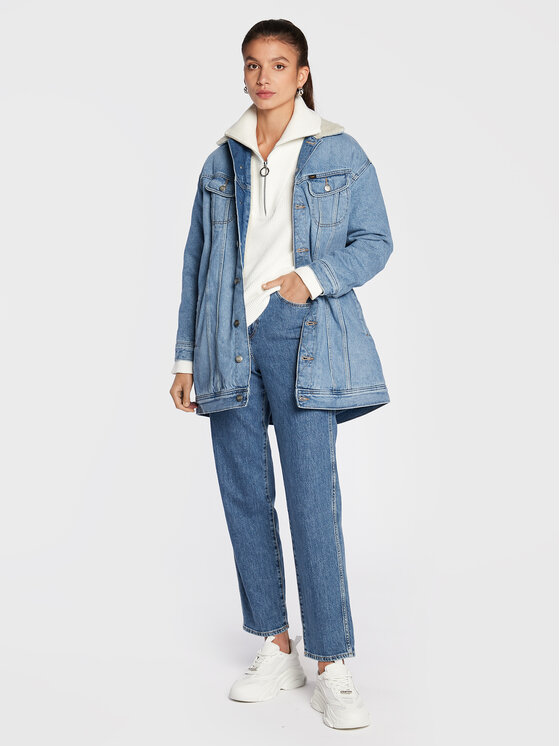 Lee Lee Giacca di jeans Elongated Sherpa Rider L55NRDZC 112322384 Blu Relaxed Fit