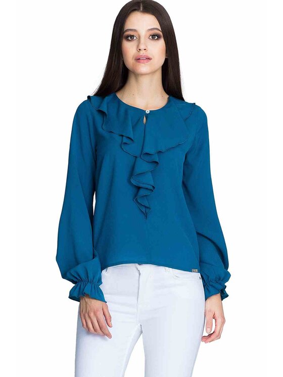 FIGL FIGL Bluzka M609 Niebieski Regular Fit