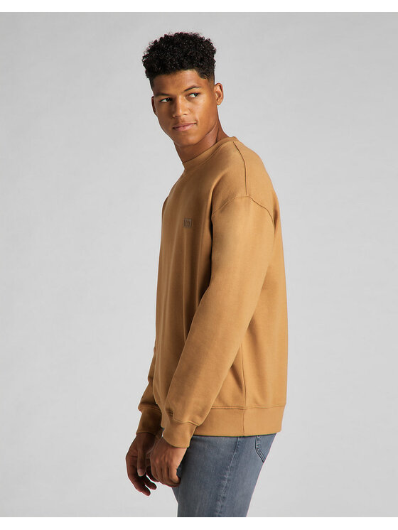 Lee Lee Bluza CORE LOOSE CREW Brązowy Regular Fit