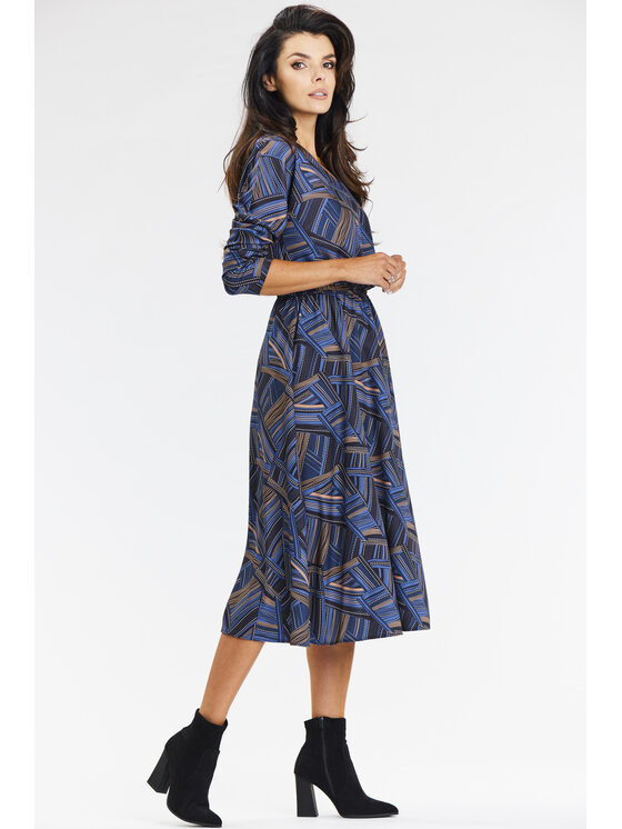 Awama Awama Letní šaty A666 Tmavomodrá Basic Fit