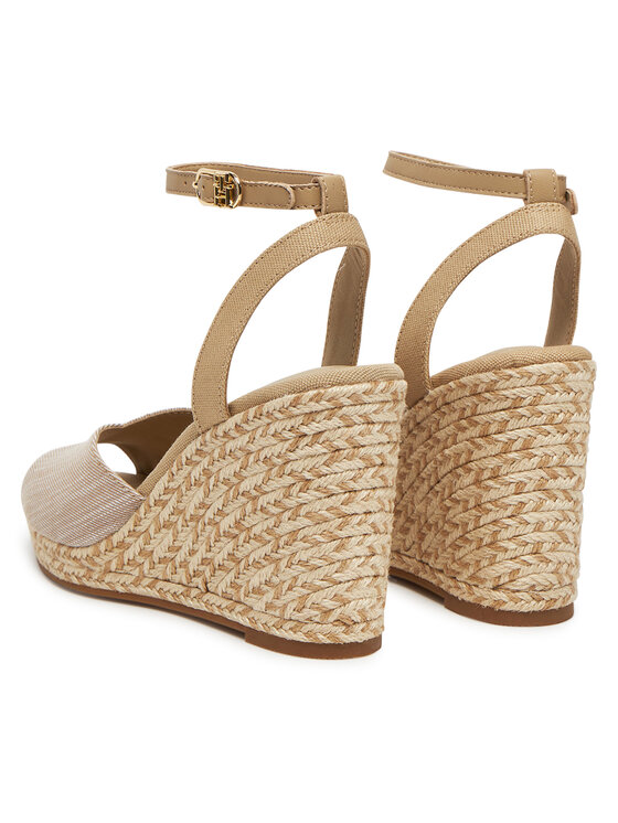 Tommy Hilfiger Tommy Hilfiger Espadrilles Chambray High Wedge Espadrille FW0FW08588 Bézs