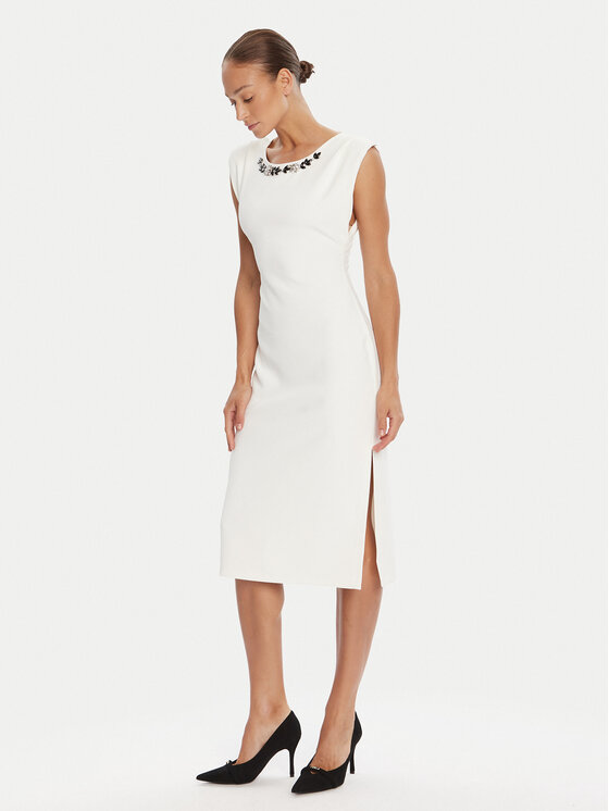 Rinascimento Rinascimento Koktel haljina CFC0020043002 Bijela Slim Fit