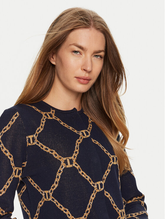 TWINSET TWINSET Pletena jopica 241TP3522 Mornarsko modra Straight Fit