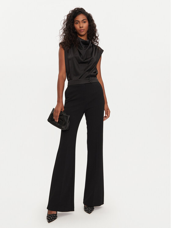 Imperial Imperial Pantaloni din material P5E7IAW Negru Flare Fit