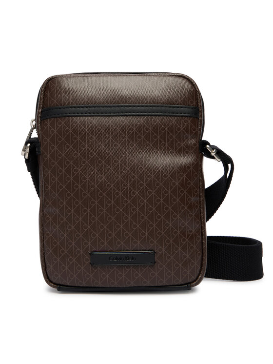Calvin Klein Calvin Klein Ľadvinka Emblem Aop Coated Slim Reporter LV04D3334G Hnedá