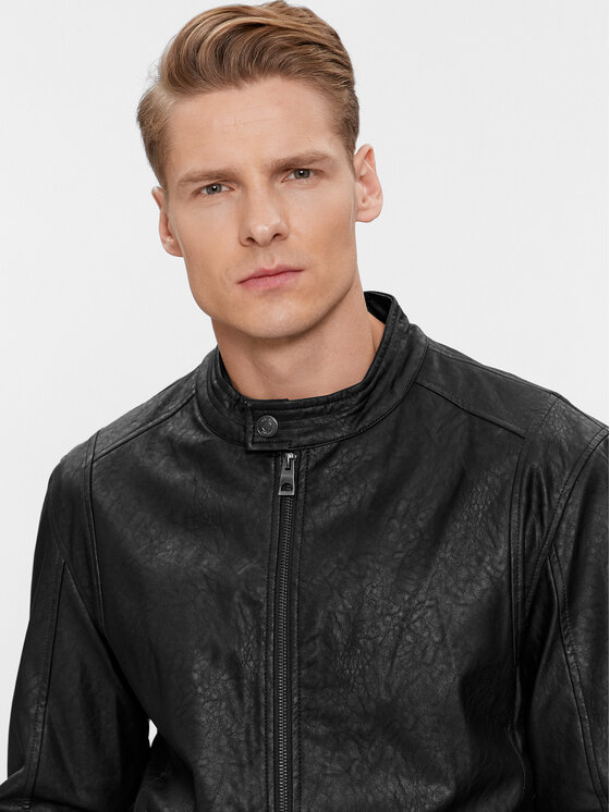 Guess Guess Geacă din imitație de piele M4RL08 WFW30 Negru Regular Fit