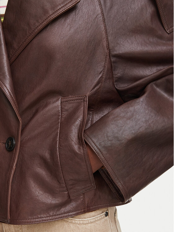 Weekend Max Mara Weekend Max Mara Μπουφάν δερμάτινο Felino 2625446051 Σκούρο καφέ Regular Fit