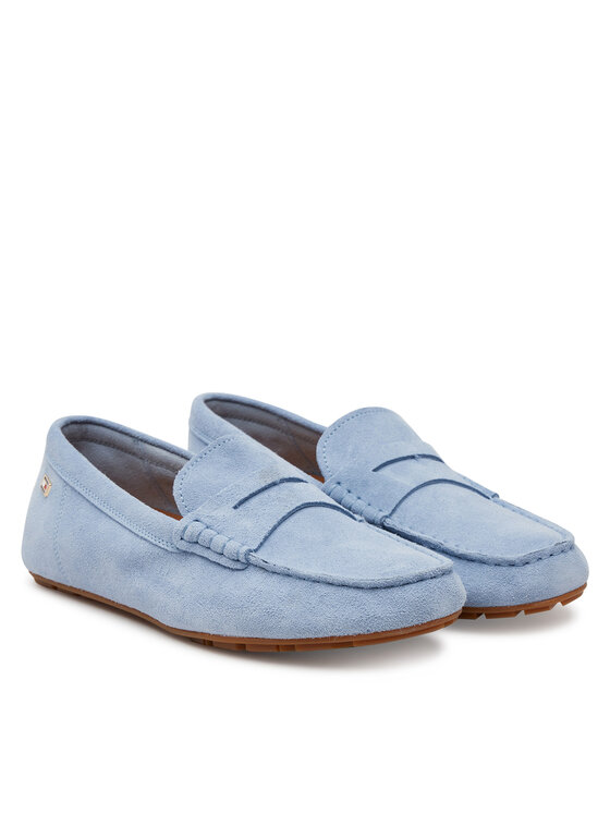 Tommy Hilfiger Tommy Hilfiger Мокасини Flag Soft Suede Driver Loafer FW0FW08558 Голубий
