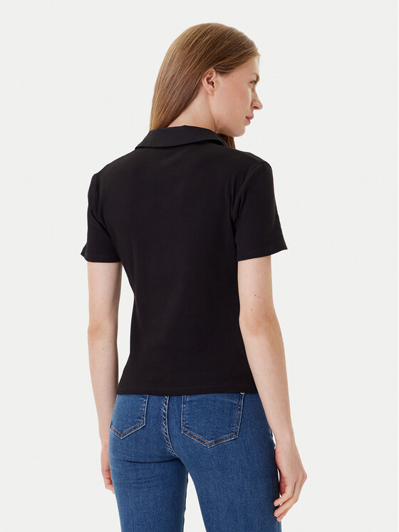 Morgan Morgan Тениска с яка и копчета 252-DPOLLA Черен Slim Fit