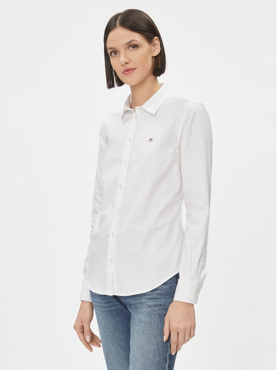 Gant Košeľa Slim Stretch Oxford 4300141 Biela Slim Fit