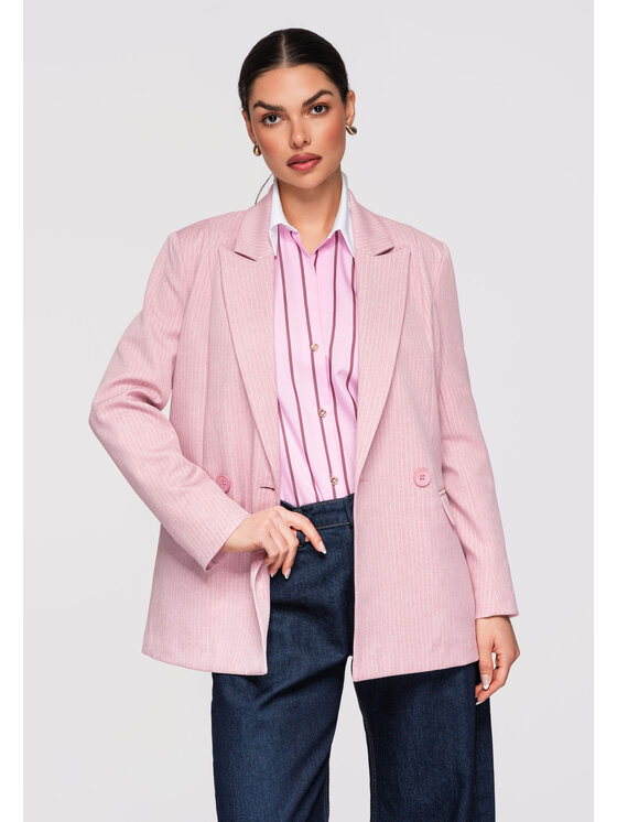 Ombre Ombre Marynarka OW-BLZB-0113 Różowy jasny Slim Fit
