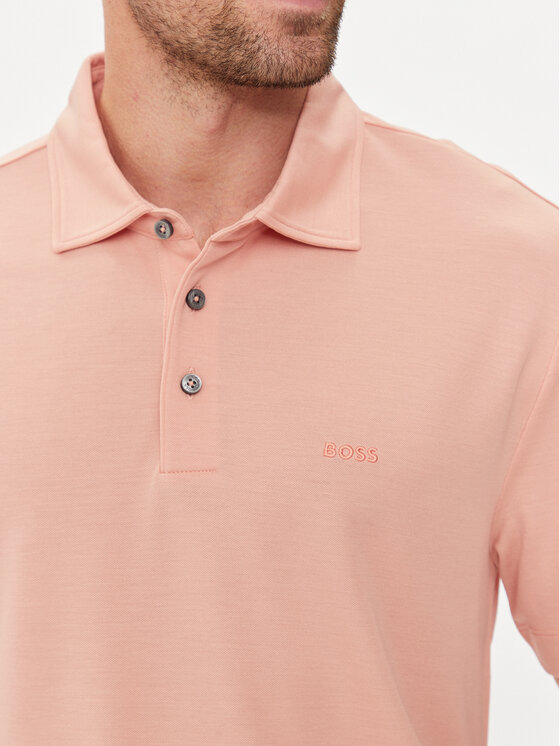 BOSS Boss Тениска с яка и копчета Press 55 50508830 Розов Regular Fit