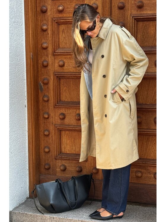 TeeShoppen TeeShoppen Płaszcz Trenchcoat Linea Beżowy Regular Fit