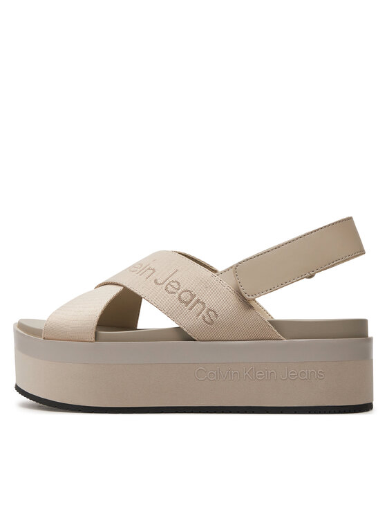 Calvin Klein Jeans Calvin Klein Jeans Sandały Flatform Sandal Sling In Mr YW0YW01362 Beżowy