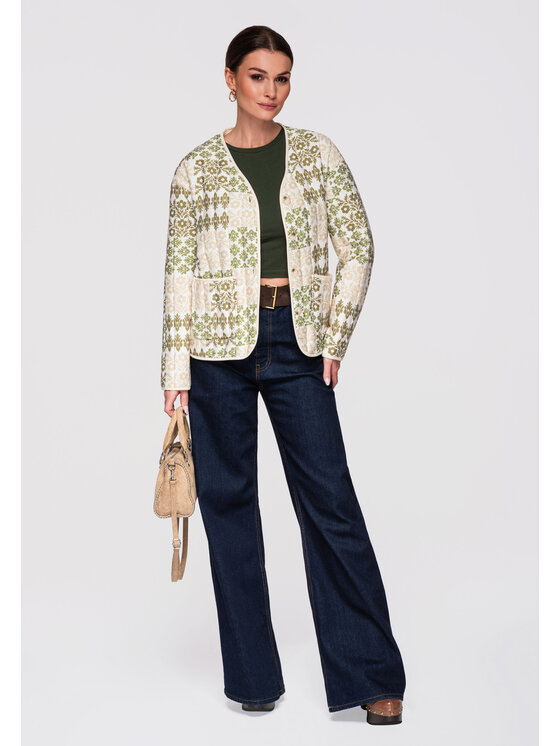 Ombre Ombre Kurtka przejściowa OW-JALP-0126 Khaki Loose Fit