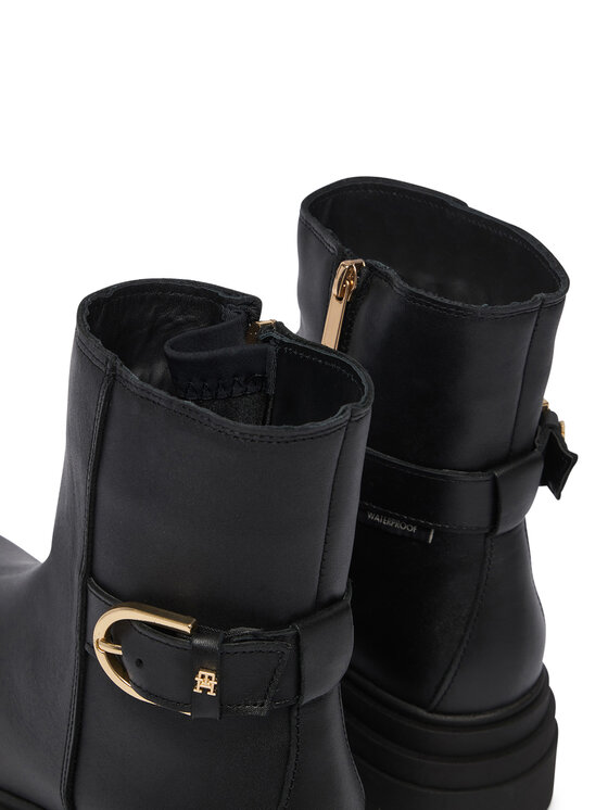 Tommy Hilfiger Tommy Hilfiger Stiefeletten Leather Chunky Th Buckled Boot FW0FW09549 Schwarz