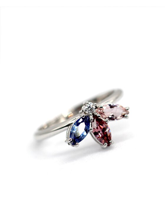 Leis Leis Anello Fiore Placcatura in argento rodiato