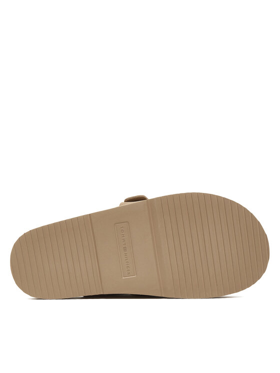 Tommy Hilfiger Tommy Hilfiger Klapki Th Buckle Fur Suede Mule FW0FW09083 Beżowy