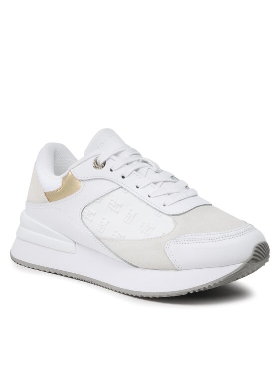 Tommy Hilfiger Tommy Hilfiger Сникърси Elevated Embossed Runner Gold FW0FW07384 Бял