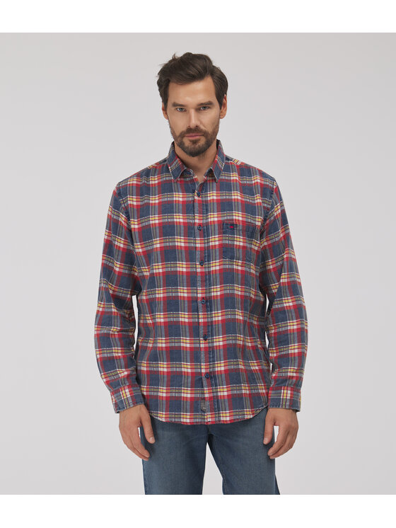 Lee Cooper Lee Cooper Koszula jeansowa WILL Czerwony Regular Fit