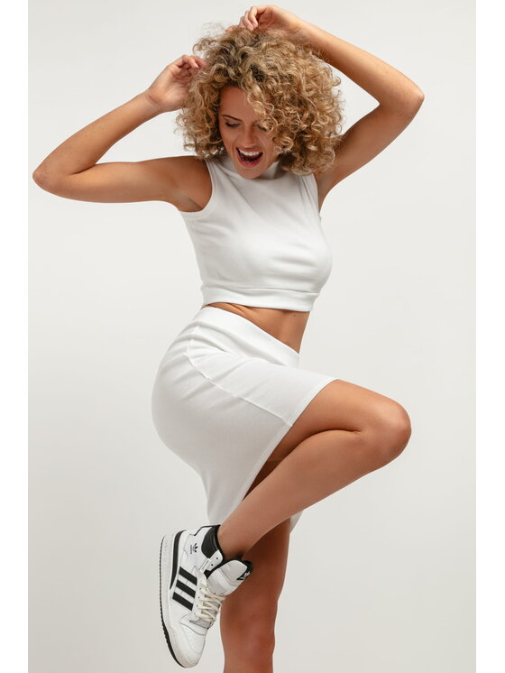 Tessita Tessita Spódnica mini T389 Biały Straight Fit