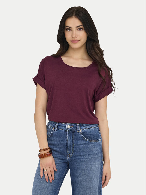 ONLY ONLY T-Shirt Moster 15106662 Bordowy Regular Fit