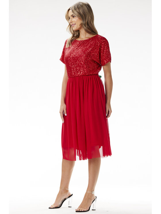 Awama Awama Sukienka wieczorowa A689 Czerwony Basic Fit