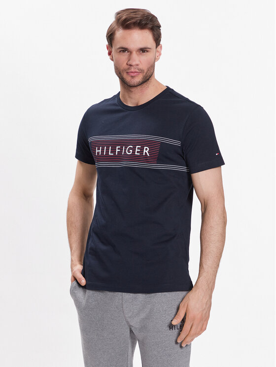 Tommy Hilfiger Majica Brand Love Chest MW0MW30035 Mornarsko Modra Slim Fit