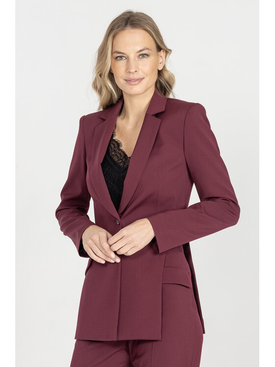 Deni Cler Milano Deni Cler Milano Marynarka W-DC-6065-E5-F7-39-1 Bordowy Regular Fit