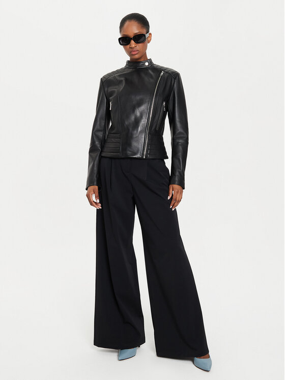 BOSS Boss Кожено яке 50520779 Черен Regular Fit