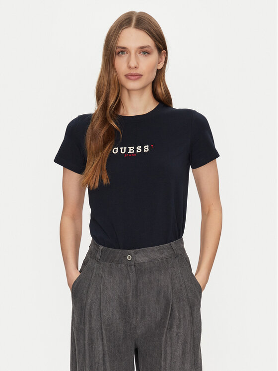 Guess Jeans Guess Jeans Póló W5RI54 J1314 Sötétkék Regular Fit