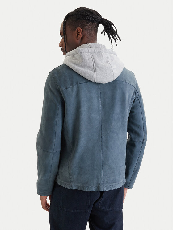 Milestone Milestone Bőrkabát Rivoli 612205 60785 Kék Regular Fit