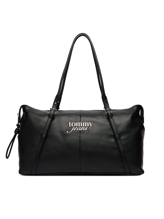 Tommy Jeans Tommy Jeans Kabelka Pebble Grain Metal Logo Tote Bag AW0AW18472 Černá