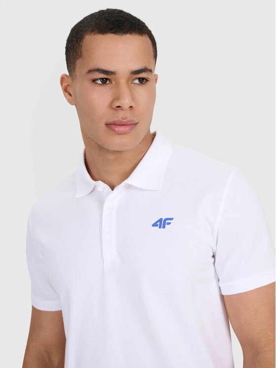 4F 4F Polo 4FWSS26TPTSM0988-10S Biały Regular Fit