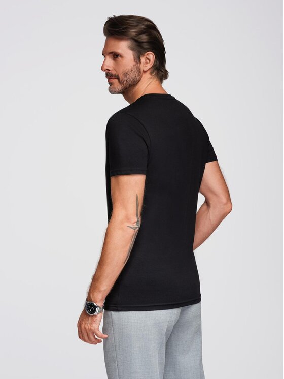 Ombre Ombre T-Shirt OM-TSCT-0106 Czarny Slim Fit