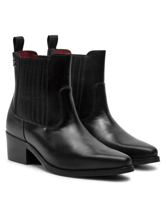Tommy Hilfiger Tommy Hilfiger Čizme Th Leather Cowboy Boot FW0FW08033 Crna