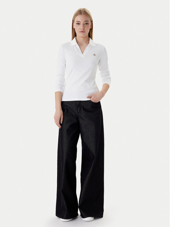 Calvin Klein Calvin Klein Blúzka Ls Woven Label LV047E203G Biela Slim Fit
