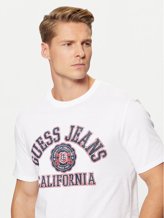 Guess Jeans Guess Jeans Tricou M5RI80 K8HM0 Alb Slim Fit