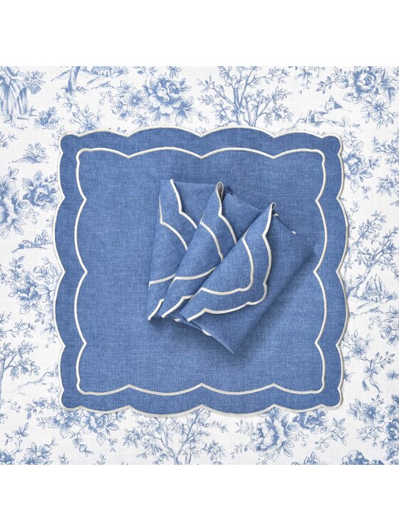 Roseberry Home Roseberry Home Serwetki haftowane Blue Onde Niebieski