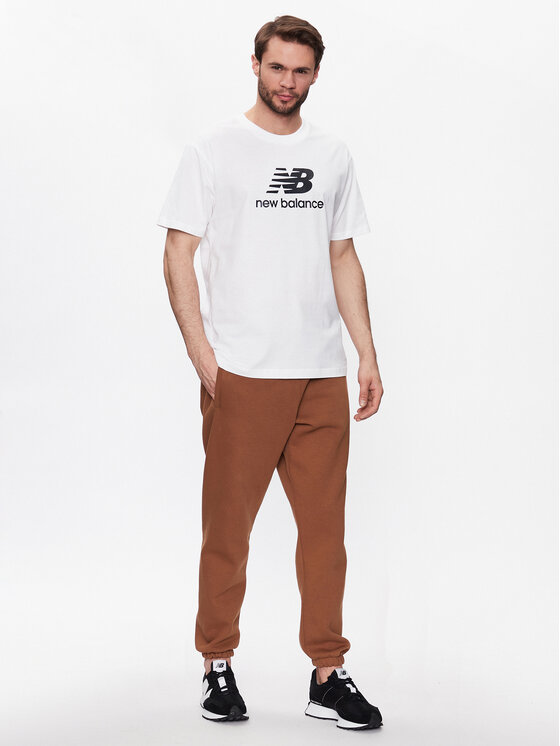 New Balance New Balance Marškinėliai Essentials Stacked Logo MT31541 Balta Relaxed Fit