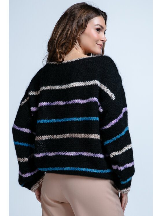 Fobya Fobya Sweter F1844 Czarny Regular Fit