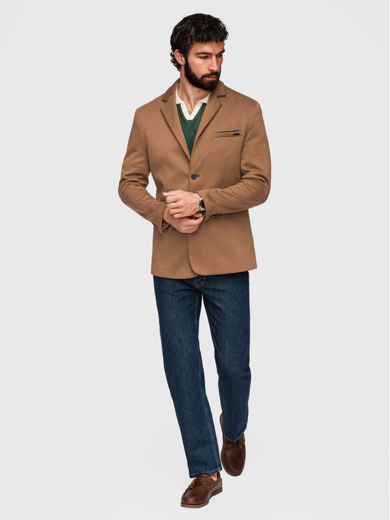 Ombre Ombre Marynarka M170 Brązowy Slim Fit