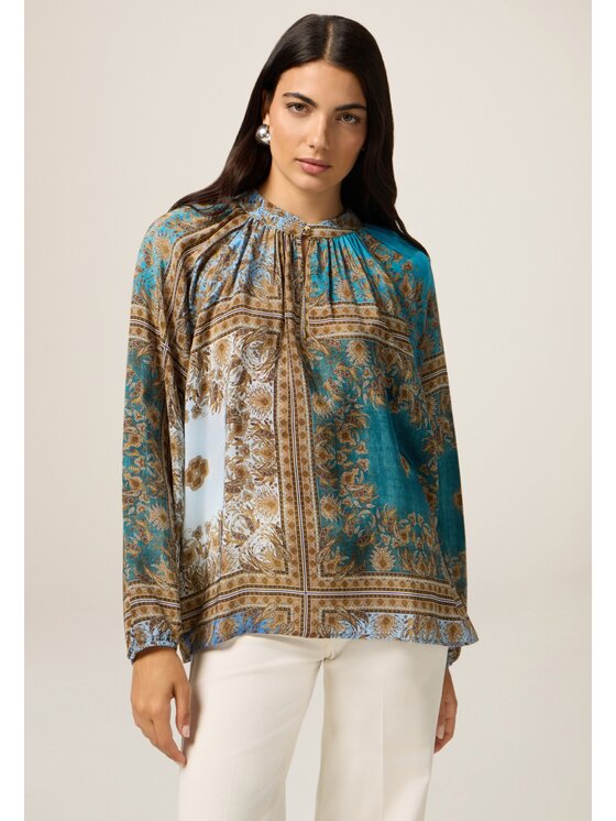 Oltre Oltre Blusa 2013J000778N0R4 Turchese Regular Fit