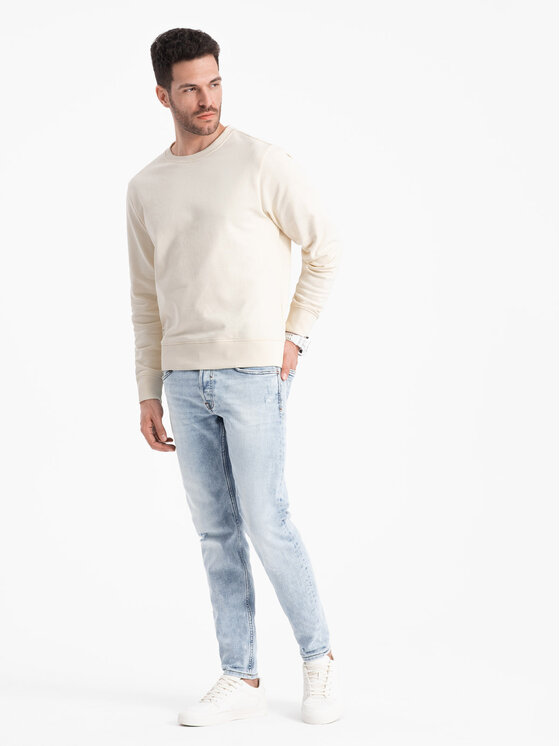 Ombre Ombre Mikina OM-SSBN-0175 Écru Regular Fit