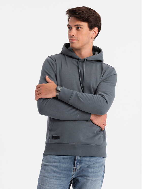 Ombre Ombre Mikina OM-SSBN-0161 Šedá Regular Fit