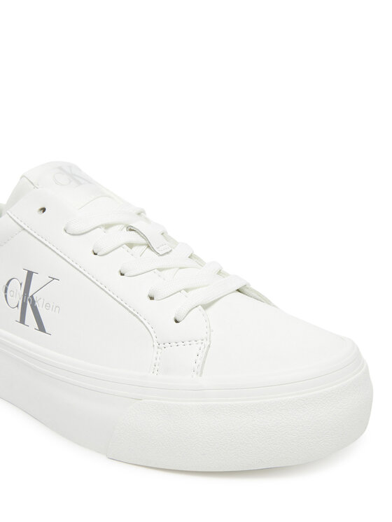 Calvin Klein Jeans Calvin Klein Jeans Sneakers Vulc Flatf Lth Silver Logo Tag YW0YW01877 Bianco